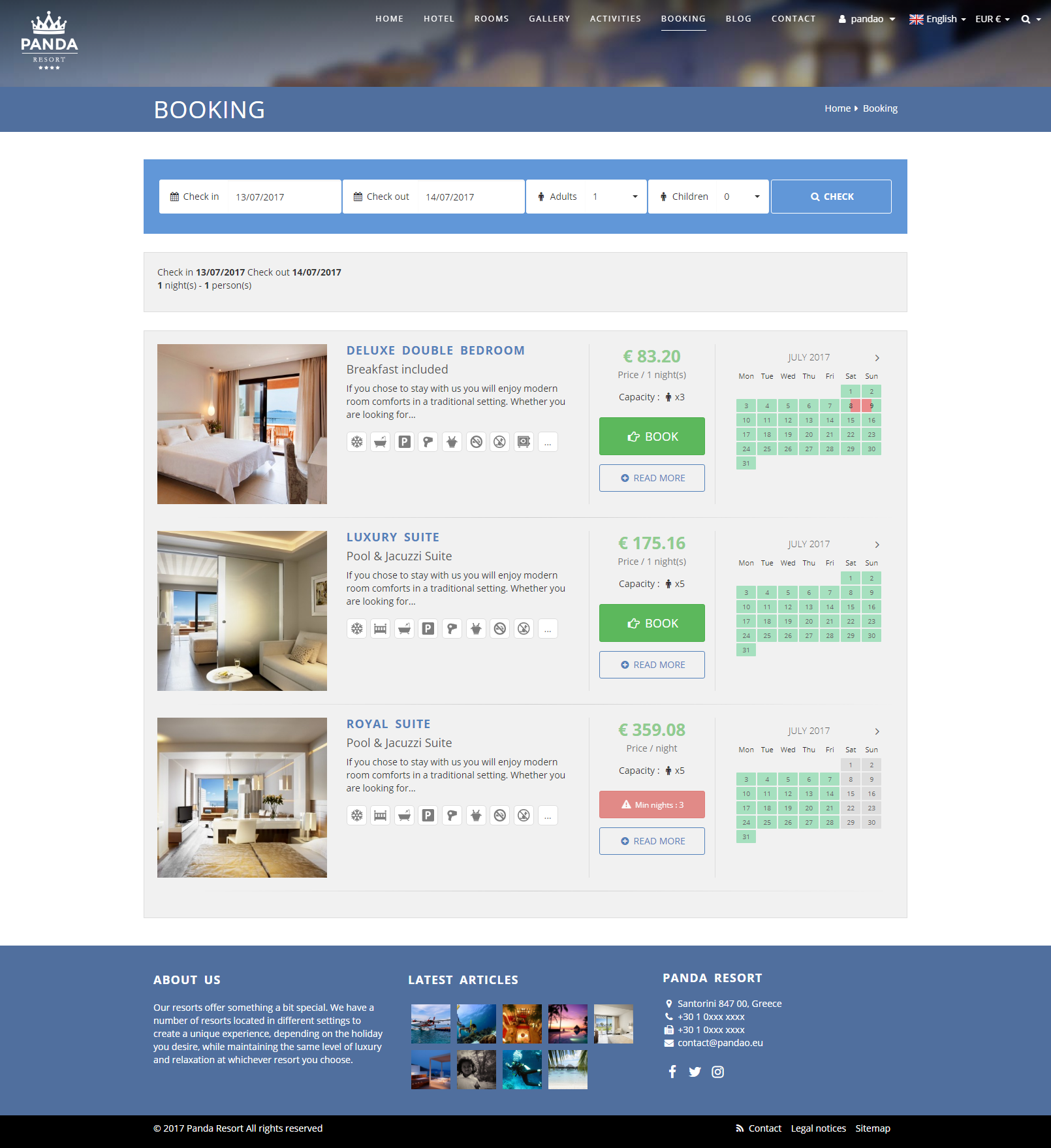 Mã nguồn Panda Resort 7 – CMS for Single Hotel – Booking System